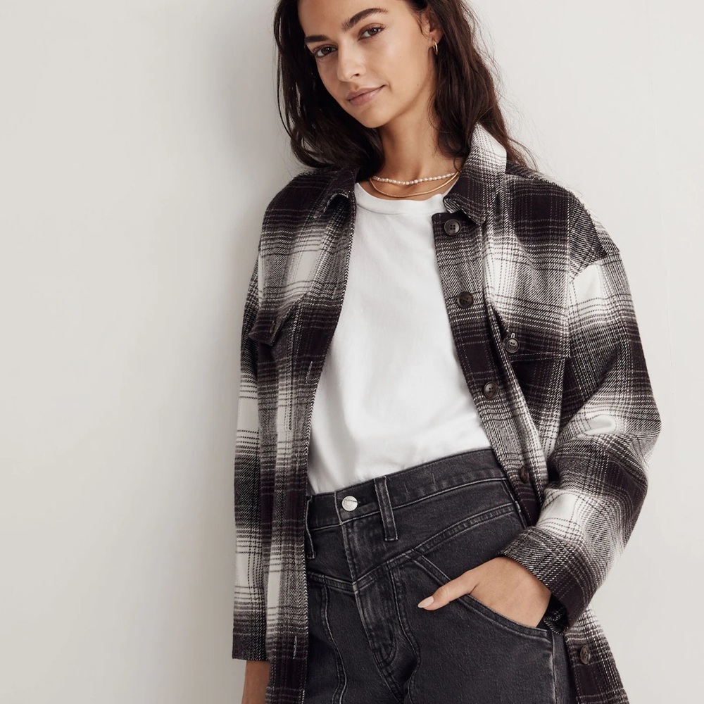Madewell oversized plaid shirt jacket